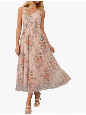BerryGo Blush Floral V-Neck Maxi Dress NWT LARGE